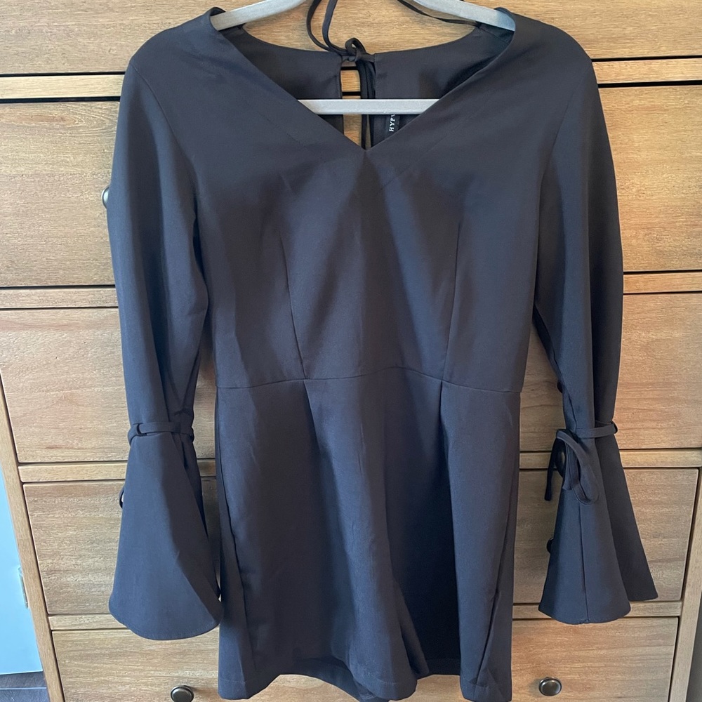 Small Black HYDVE Flare Sleeve Romper